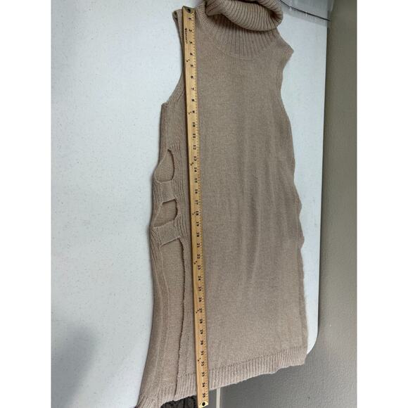 Saks Fifth Avenue Women Cowl Neck Open Side Tunic Sweater Vest Beige‎ S Capsule - Picture 14 of 16